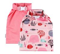 Hisprout Waterproof Washable Reusable Buckle Design Diaper Wet Bag for Swimsuits,Foldable Portable Nappy Bag (Fish&Pink)