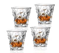 Hisptgo Whiskey Glasses Set 4, 10 Oz Crystal Old Fashioned Lowball Cocktail Glasses Barware For Bourbon, Scotch, Rum Glasses for Men Women