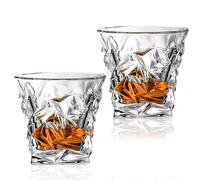 Hisptgo Whiskey Glasses Set of 2, 10 Oz Old Fashioned Lowball Rocks Glasses Gift for Men Drinking Scotch Bourbon Cocktail Liquor Vodka