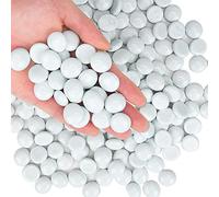 Hisredsun 290pcs White Glass Pebbles,1.35kg Flat Marble Beads,Vase Filler Stones Fire Glass Pebbles Artificial Crystal Gemstones Decorative Stones River Pebbles for Aquarium, Flowerpot, Landscaping