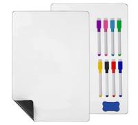 Hisredsun A4 2 Pcs Magnetic Dry Erase Whiteboard Sheet for Fridge,Small Magnet Fridge Message Boards White 8 Pens,1 Eraser,Reminder Sticker, Monthly Planner, Grocery List