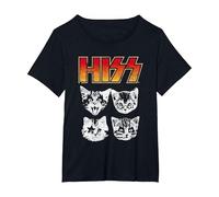 HISS Cat Funny Cats Kittens Rock Music Cat Lover Hiss T-Shirt, Women's Plus, Black, 6X