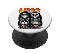 Hiss Cats Rock Kitten Rocking Music Cat Lovers Cat Moms Dads PopSockets Adhesive PopGrip