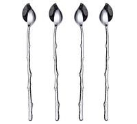 HISSF Long Handle Spoon Iced Tea Spoon, Coffee Spoon, 18/10 Stainless Steel Stirring Spoons for Tea, Dessert, Cocktail, 4 Pieces Twig Leaf Spoon, 8.66 Inches