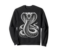 Hissing Cobra Snake Hood Spread Black and White Line Art Sweatshirt