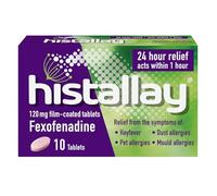 Histallay Hayfever & Allergy Relief Tablets, 10 Tablets, 120mg Fexofenadine | 24hr antihistamine relief within 1 hour, eases hayfever, pollen, pet, dust and mould allergies for lasting comfort