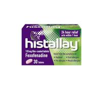 Histallay Hayfever & Allergy Relief Tablets, 30 Tablets, 120mg Fexofenadine | 24hr antihistamine relief within 1 hour, eases hayfever, pollen, pet, dust and mould allergies for lasting comfort