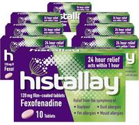 Histallay Hayfever & Allergy Relief Tablets, 80 Tablets, 120mg Fexofenadine, Antihistamine, 24hr Relief Acts Within 1hr, Relieves Hayfever, Pet, Dust and Mould Allergies (80 Day Supply)