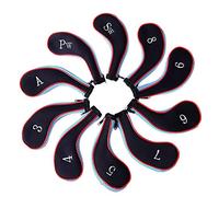 HISTAR 10pcs Golf Club Head Covers, Neoprene, Black, Fit All Major Brands, Zippered, Golf
