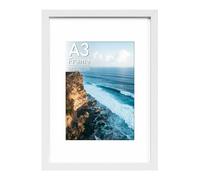 Histarzeda Wooden A3 Picture Frame 29.7 x 42 cm, A3 Frame for A3/A4 Print, A3 Frames for Family Photos Wall Display Horizontally or Vertically in Home, Bedroom, Office Decor (White)