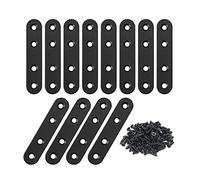 Histeaa 12 PCS Straight Brackets Stainless Steel Brace Flat Metal Brackets Mending Repair Plate with Screws for Wood