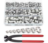 Histeaa 131 PCS Single Ear Hose Clamps Stainless Steel PEX Clamps for Pipe Fittings, Compression Ring Clamps