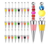 Histeaa 24 Pcs Beadable Wine Stoppers for Wine Bottles Wine Saver Bottle Stopper for Beverage Gifts Holiday Party Wedding Bar Easy to Use