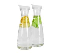 Histeaa 2Pcs 1.6L Plastic Water Carafes with White Flip Tab Lids- Food Grade & Recyclable Shatterproof Pitchers - Juice Jar