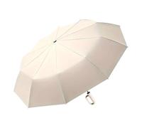 Histeaa Automatic Folding Umbrella with Hook Handle Rainproof, Portable Sunshade for Travel White