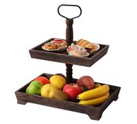 Histeaa Dessert Stand Double Layer Cake Tray Dessert Decoration Tray Display Stand,Heavy Roasted Color