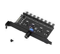 Histeaa Pc 8 Channels Fan Hub Cooling Fan Speed Controller for CPU Case HDD VGA PWM Fan PCI Bracket Power By 12V Fan ()