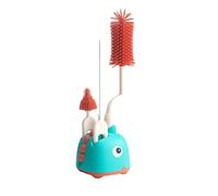 Histeaa Silicone Bottle Brush Cleaning Brush Special Draining Rack for Newborn Baby Long Handle Rinse Nipple Cleaning Set A