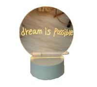 Histeaa Transparent LED Night Light USB Night Light Erasable Writing Board Desktop Decoration Round