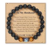 HiStock Fathers Day Bracelet Gifts from Daughter Son Wife Nature Stone Mens Bracelet Best Dad Ever Gifts Father's Day Gifts for Husband Boyfriend Step Dad Birthday Anniversary Christmas Jewelry Gifts