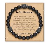 HiStock Fathers Day Bracelet Gifts from Daughter Son Wife Nature Stone Mens Bracelet Best Dad Ever Gifts Father's Day Gifts for Husband Boyfriend Step Dad Birthday Anniversary Christmas Jewelry Gifts