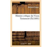 Histoire Critique Du Vieux Testament