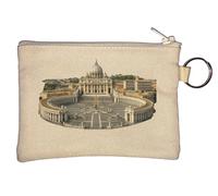 Historic Basilica with Circular Plaza Key Chain Coin Purse Beige