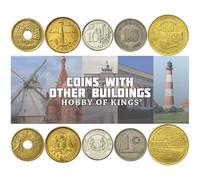 Historic Buildings Coin Collection - Lighthouses, Ports, Windmills, Skyscrapers, Airports, Houses, Gates, Monuments, Banks, Theaters - 5 Coins