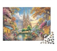 Historic Cathedral 1000 Piece Jigsaw Puzzles for Adults， Puzzle 1000 Pieces Canal City Impossible Challenge Toy Educational Game Home Decoration 38x26cm/1000pcs