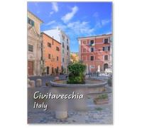 Historic Center of Civitavecchia, Italy: View of The Leandra Square, Historical Site of City., Fridge Magnet