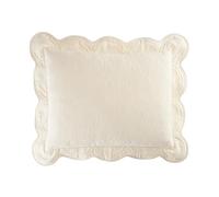 Historic Charleston Charleston Estate Modern Farmhouse Floral Matelasse Decorative Pillowcase with Scalloped Edges, 100% Cotton Breathable Bedding, King Sham (20" x 36"), Ivory Floral