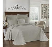 Historic Charleston King Charles Modern Farmhouse Floral Matelasse Bed Spread, King/CalKing, Grey