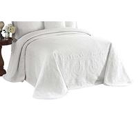 Historic Charleston King Charles Modern Farmhouse Floral Matelasse Bed Spread, Queen, White