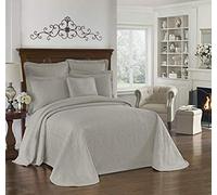 Historic Charleston King Charles Modern Farmhouse Floral Matelasse Bedspread, 100% Cotton Breathable Bedding, Full/Queen, Grey