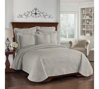 Historic Charleston King Charles Modern Farmhouse Floral Matelasse Coverlet, Full/Queen, Grey