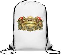 Historic Constantinople City Emblem Gym Sack Casual Drawstring Bag White
