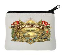 Historic Constantinople City Emblem Neoprene Coin Purse Pouch 10x11cm White