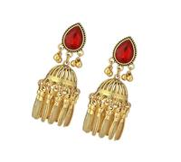 Historic Ear Posts with Crystal Embellished Party, Red