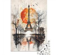 Historic Echoes Parisian Sunset Collage Jigsaw Puzzle for Adults, 1000 Pieces, 52x38cm/1000pcs, White Cardboard, Screen-Free Leisure And Evening Downtime