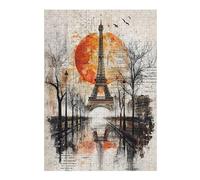 Historic Echoes Parisian Sunset Collage Jigsaw Puzzle for Adults, 300 Piece | Adult Jigsaw Puzzle - shared home puzzle activity alone or together.