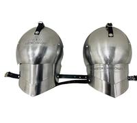 HISTORIC HANDICRAFT Medieval Knight Pauldrons Shoulder Armour Silver One Size Handmade Silver Polish Shoulder Armor Set