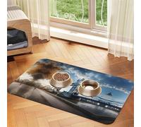 Historic London Bridge Absorbent Leather Pet Tablecloth Non-Slip Dining Pad For Puppy Kitten Food Water Bowls