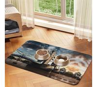 Historic London Bridge Absorbent Leather Pet Tablecloth Non-Slip Dining Pad For Puppy Kitten Food Water Bowls