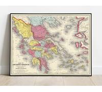 Historic Map : Map of Ancient Greece. Engraved to illustrate Mitchell's Ancient Geography. Drawn & Engraved by J.H. Young, 1875 Classical Atlas - Vintage Wall Art - 30in x 24in
