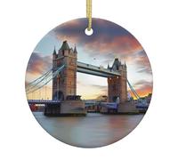 Historic Old Tower Bridge London Creative 2.9-inch ceramic Christmas tree pendant, perfect for bedroom weddings and party souvenirs