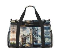 Historic Old Tower Bridge London print Carry on Luggage for Women Men Shoulder Weekender Crossbody Bag for Yoga Travel Must Haves, Black, One Size