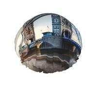 Historic Old Tower Bridge London Print Double Layer Waterproof Shower Cap Women Men Reusable Bath Hair Caps Elastic Band
