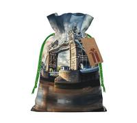 Historic Old Tower Bridge London Print Drawstring Pouch For Gifts,Reusable Adorable Gift Bags,Perfect For Jewelry And More
