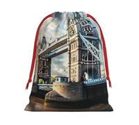 Historic Old Tower Bridge London Print Gift Drawstring Bag Reusable Pouch Festive Decor Party Favor Daily Storage Sack