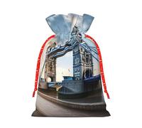 Historic Old Tower Bridge London Print Gift Drawstring Bags Reusable Present Sack Versatile Birthday Holiday Party Favors